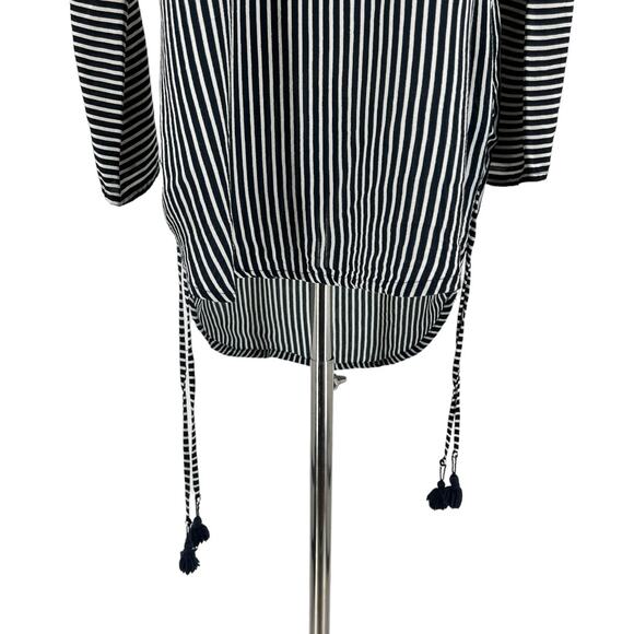 Faithfull The Brand Striped Rayon V Neck Tunic Top Beach Coverup Size 4 - Picture 3 of 14
